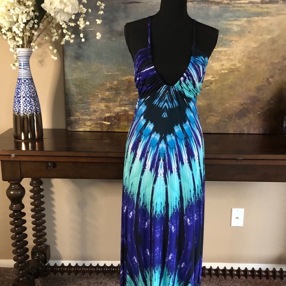 Blue Peacock Maxi Dress - Picture 2 of 11